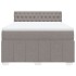 Cama box spring con colchón tela gris taupe 160x200