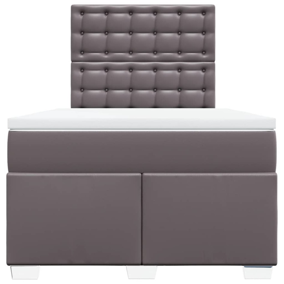 Cama box spring con colchón cuero sintético gris 120x190