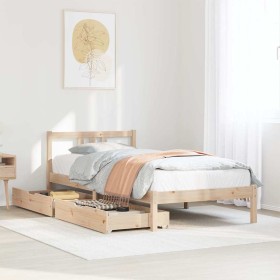 Estructura de cama sin colchón madera maciza pino 75x190