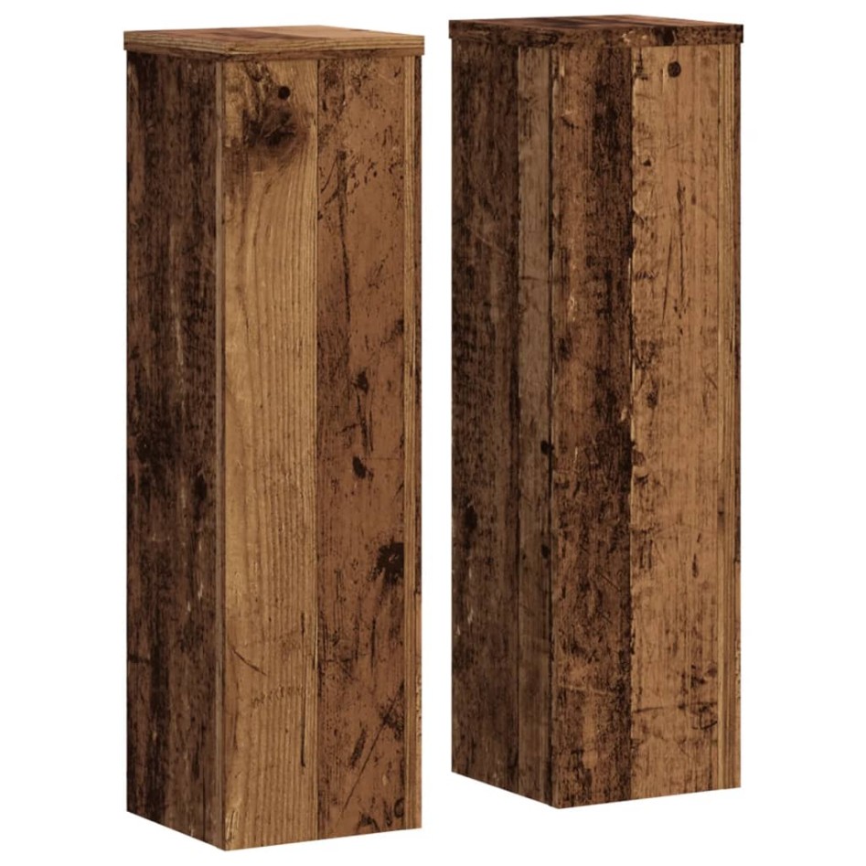 Soportes de plantas 2 uds madera roble envejecido 17x17x60