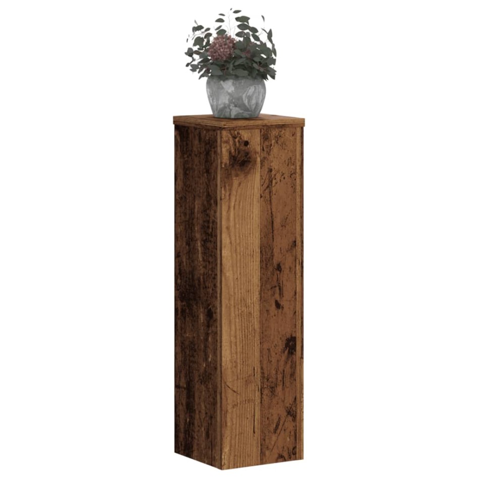 Soportes de plantas 2 uds madera roble envejecido 17x17x60