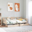 Sofá cama con cajones madera maciza de pino 80x200 cm