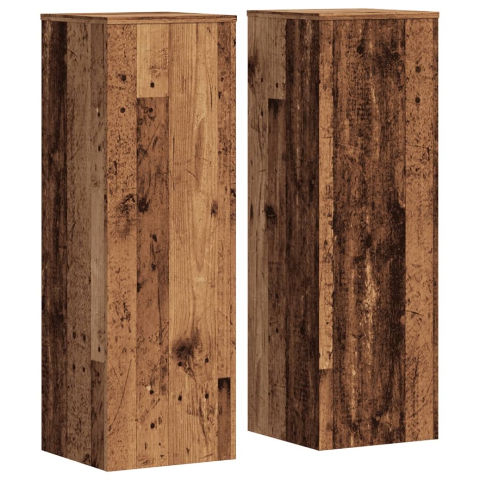 Soportes de plantas 2 uds madera roble envejecido 33x33x100