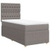 Cama box spring con colchón tela gris taupe 80x200