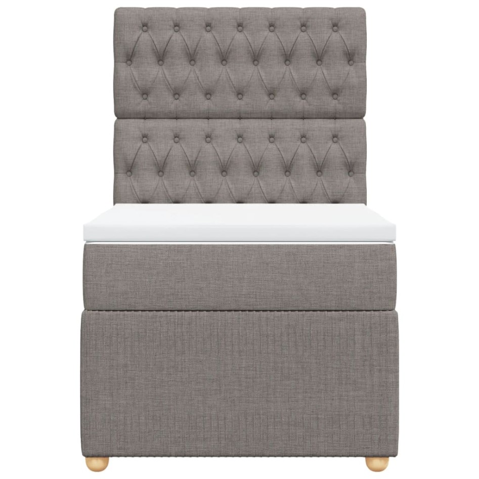 Cama box spring con colchón tela gris taupe 80x200