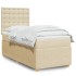 Cama box spring con colchón tela color crema 90x200