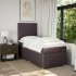 Cama box spring con colchón tela marrón oscuro 100x200