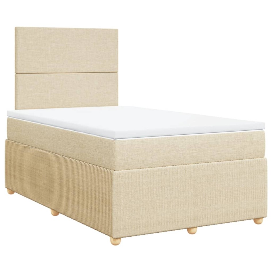 Cama box spring con colchón tela color crema 120x190