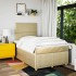 Cama box spring con colchón tela color crema 120x190