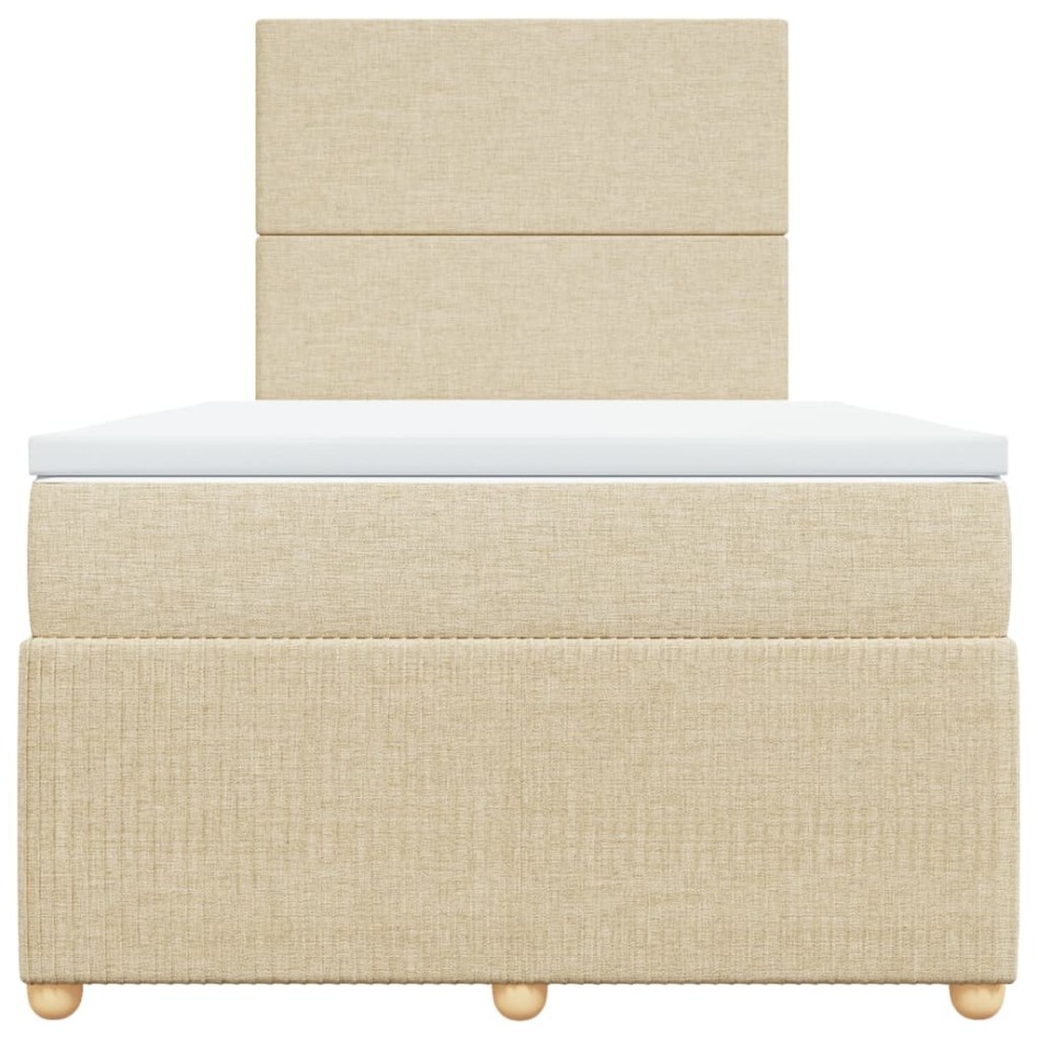 Cama box spring con colchón tela color crema 120x190