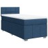 Cama box spring con colchón tela azul 90x190
