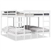 Litera triple madera maciza de pino blanca 200x200/80x200 cm
