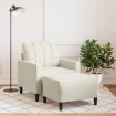 Sillón con taburete terciopelo crema 60 cm