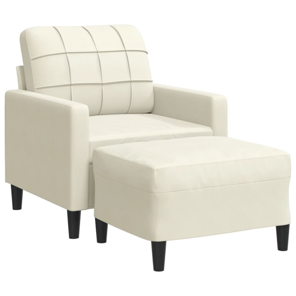 Sillón con taburete terciopelo crema 60