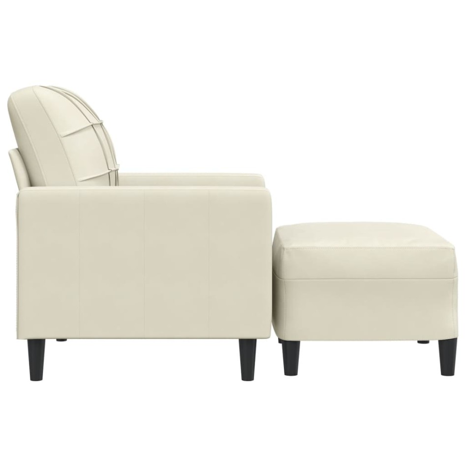 Sillón con taburete terciopelo crema 60