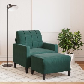 Sillón con taburete terciopelo verde oscuro 60