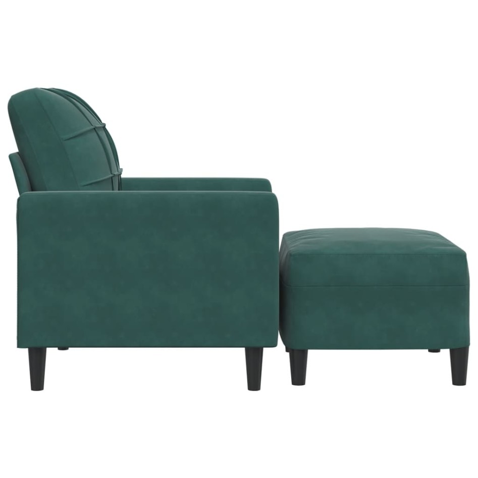 Sillón con taburete terciopelo verde oscuro 60