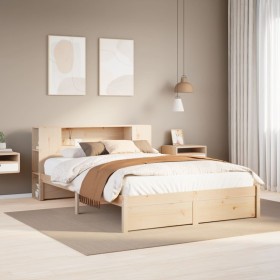 Cama con estantería sin colchón madera maciza de pino