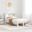 Cama con estantería sin colchón madera maciza blanca 90x200 cm