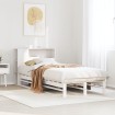 Cama con estantería sin colchón madera maciza blanca 90x190 cm