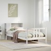 Cama con estantería sin colchón madera maciza blanco 90x200 cm