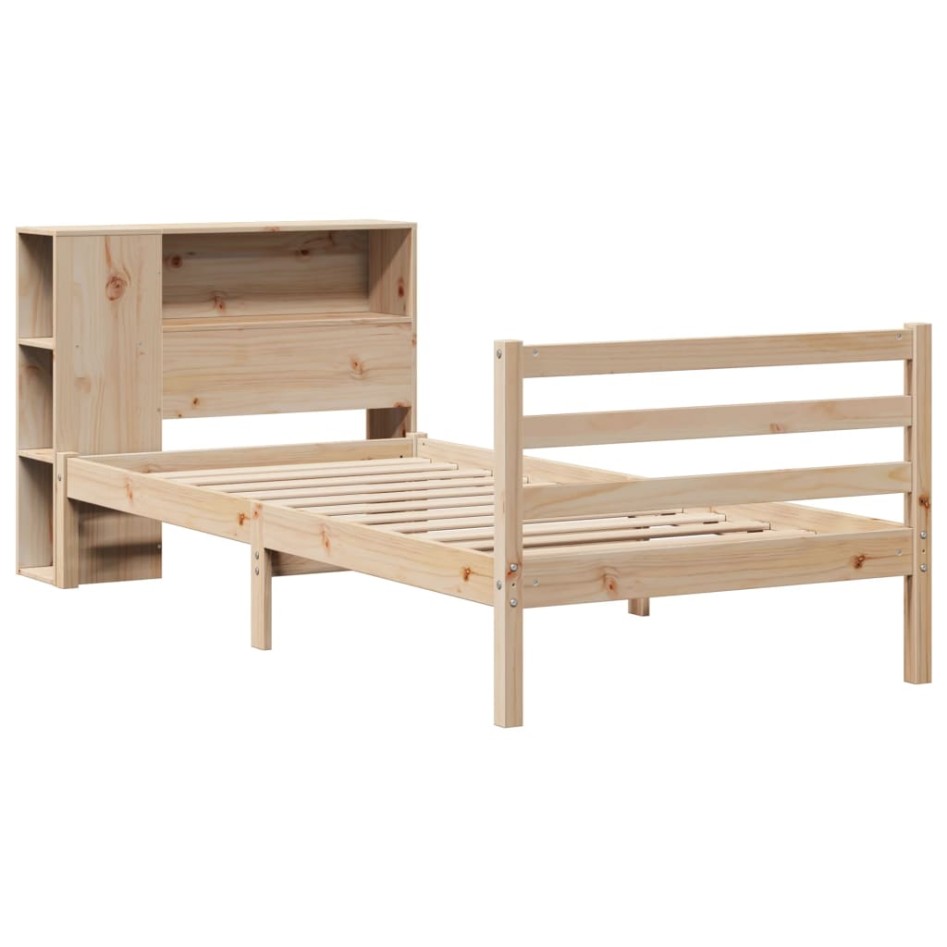 Cama con estantería sin colchón madera maciza de pino