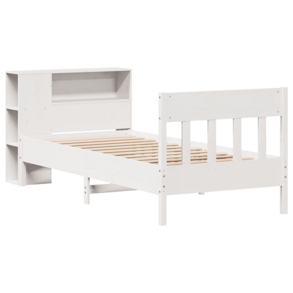 Cama con estantería sin colchón madera maciza de pino 90x190
