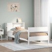 Cama con estantería sin colchón madera maciza blanco 90x200 cm