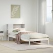 Cama con estantería sin colchón madera maciza blanca 100x200 cm