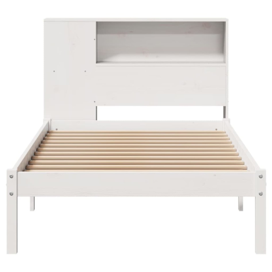Cama con estantería sin colchón madera maciza blanca 100x200