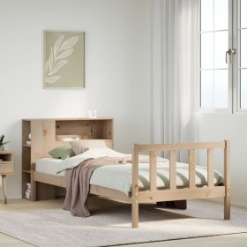 Cama con estantería sin colchón madera maciza de pino 75x190