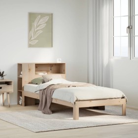 Cama con estantería sin colchón madera maciza de pino 90x200