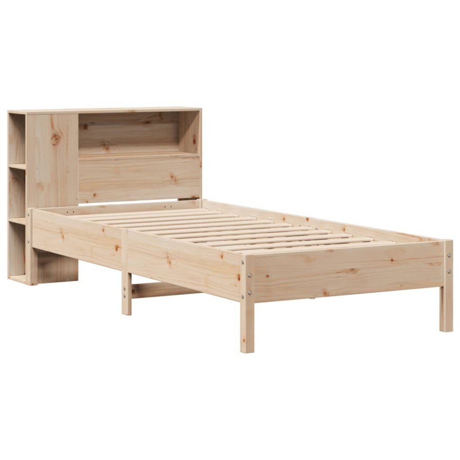 Cama con estantería sin colchón madera maciza de pino 75x190