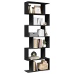 Librería divisora 6 niveles madera ingeniería negra 70x24x193cm