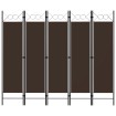 Biombo divisor de 5 paneles marrón 200x180 cm