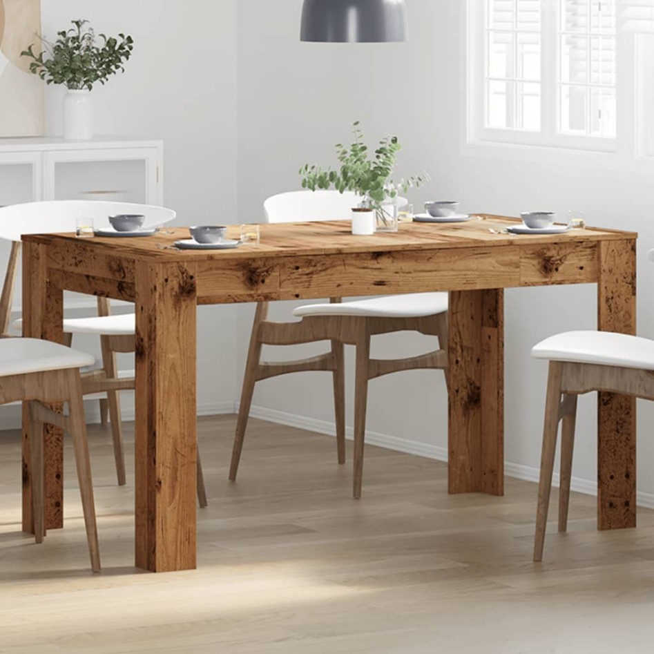 Mesa de comedor madera ingeniería envejecida 140x74,5x76