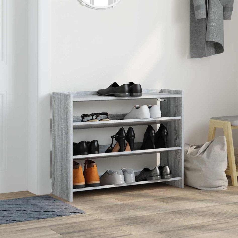 Mueble zapatero madera contrachapada gris sonoma 80x25x62