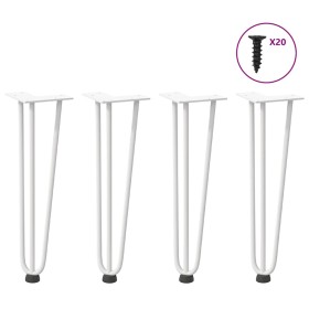 Patas de mesa tipo horquilla 4 uds acero macizo blanco 42