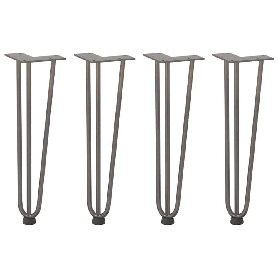 Patas mesa tipo horquilla 4 uds acero macizo acero natural