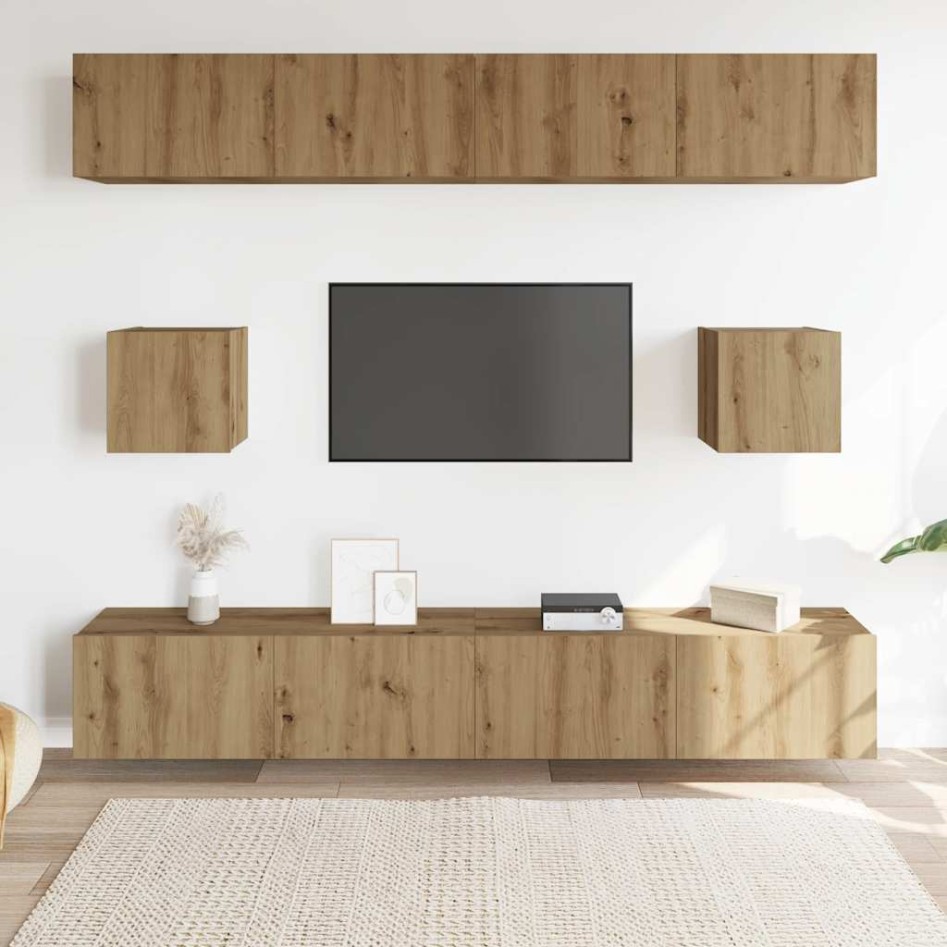 Mueble para TV de pared madera contrachapada artesanal 6