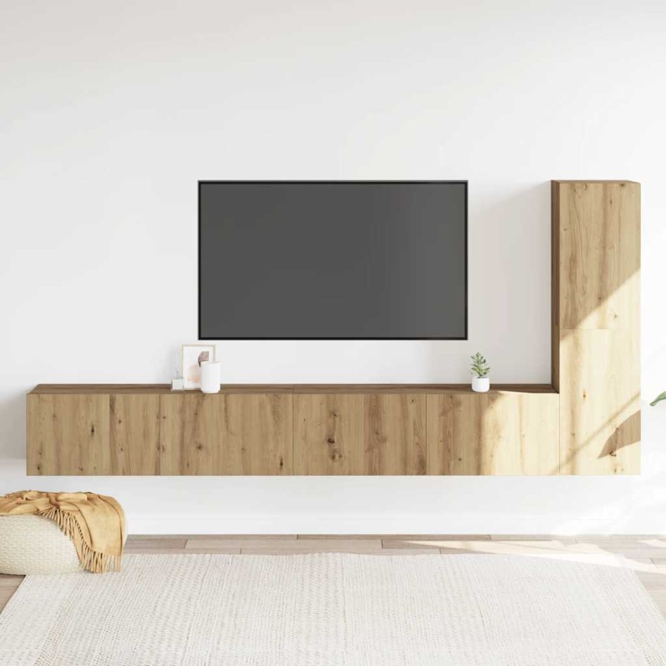 Muebles de TV de pared 3 uds madera ingeniería roble