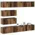 Conjunto de mueble de TV 6 piezas montado la pared madera