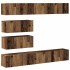 Conjunto de mueble de TV 6 piezas montado la pared madera
