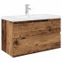 Mueble lavabo con lavabo integrado y grifo madera