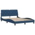 Cama sin colchón tela azul 140x200
