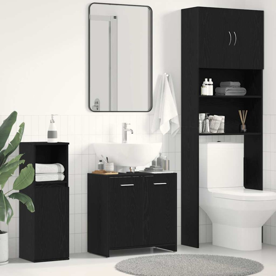 Mueble de baño para lavabo de madera de roble negro 60x33x60