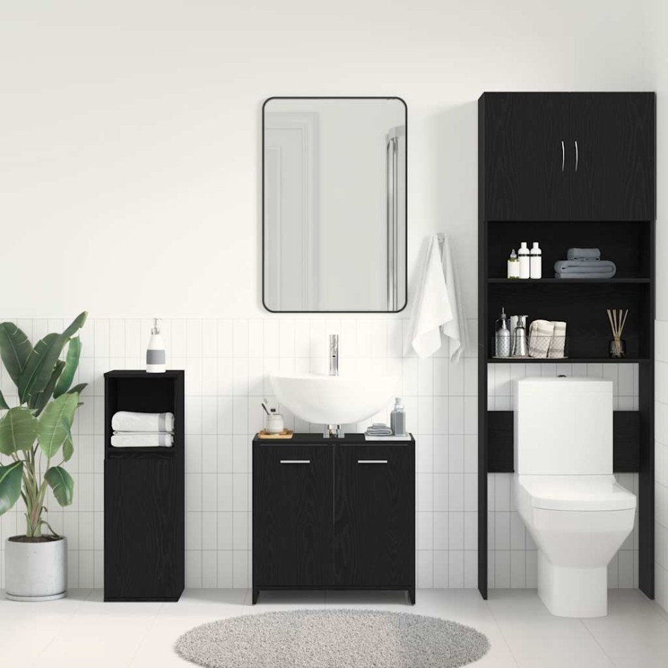 Mueble de baño para lavabo de madera de roble negro 60x33x60