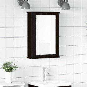 Armario con espejo para baño de madera roble negro 42x12x60