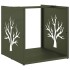 Leñero verde oliva 40x40x40 cm Acero laminado en
