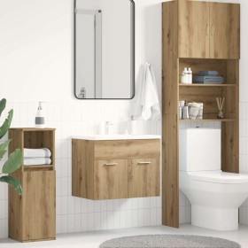 Mueble de lavabo de baño madera roble artisan 60x38,5x46